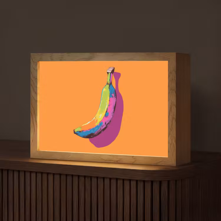 Felle kleuren - Banaan - popart Light Box met kabel (Tafellamp) klein -z3d_website