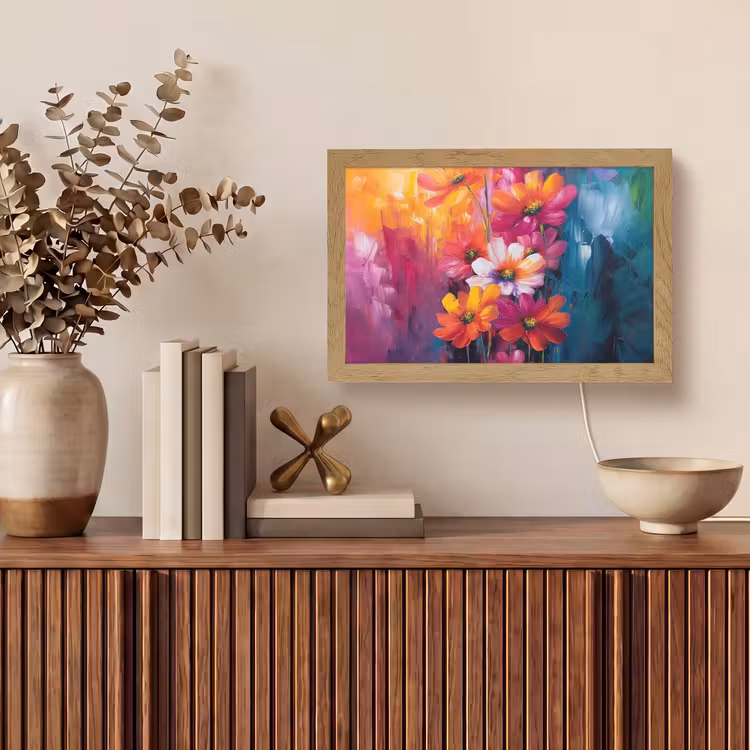 Felle bloemen - Dynamisch - Levendig Light Box met kabel (Tafellamp) klein -sfeer2