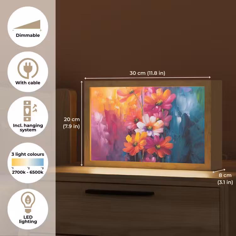 Felle bloemen - Dynamisch - Levendig Light Box met kabel (Tafellamp) klein -USP_EN