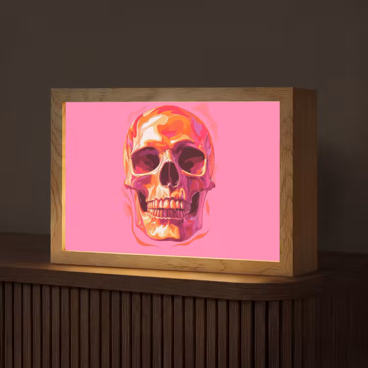 Felroze - Tanden - Schedel Light Box met kabel (Tafellamp) klein -z3d_website