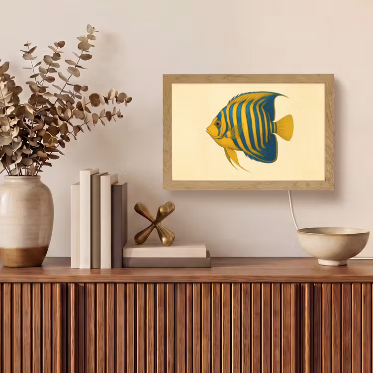 Felgeel - Vis - Strepen - Vinnen Light Box met kabel (Tafellamp) klein -sfeer2