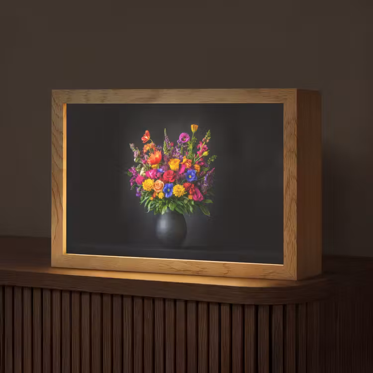 Felgekleurd - Bloemen - Vaas Light Box met kabel (Tafellamp) klein -z3d_website