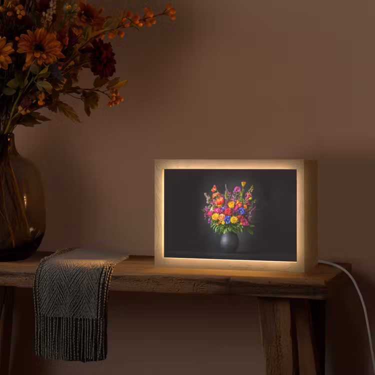 Felgekleurd - Bloemen - Vaas Light Box met kabel (Tafellamp) klein -sfeer4
