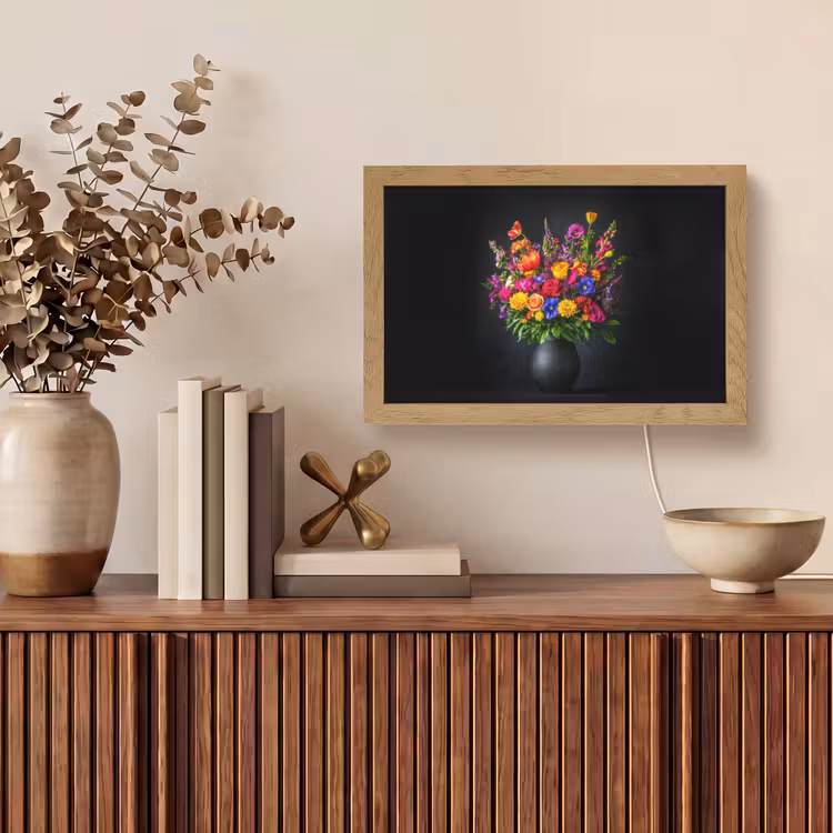 Felgekleurd - Bloemen - Vaas Light Box met kabel (Tafellamp) klein -sfeer2