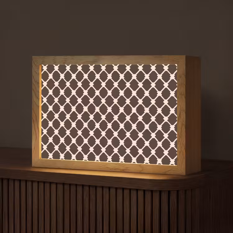Bruin - Ruitpatroon - Geometrisch Light Box met kabel (Tafellamp) klein 924 -z3d_website