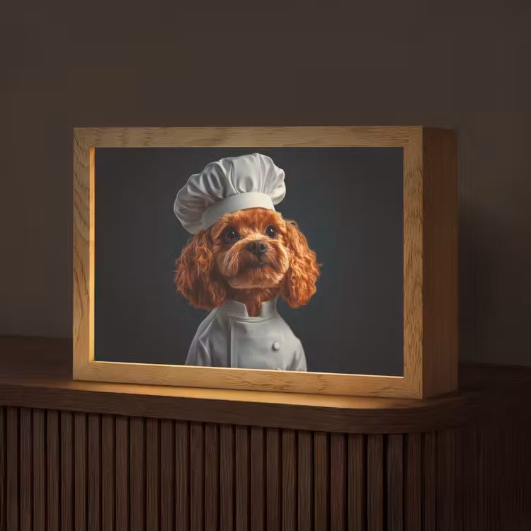 Bruin - Kok - Hondje Light Box met kabel (Tafellamp) klein -z3d_website