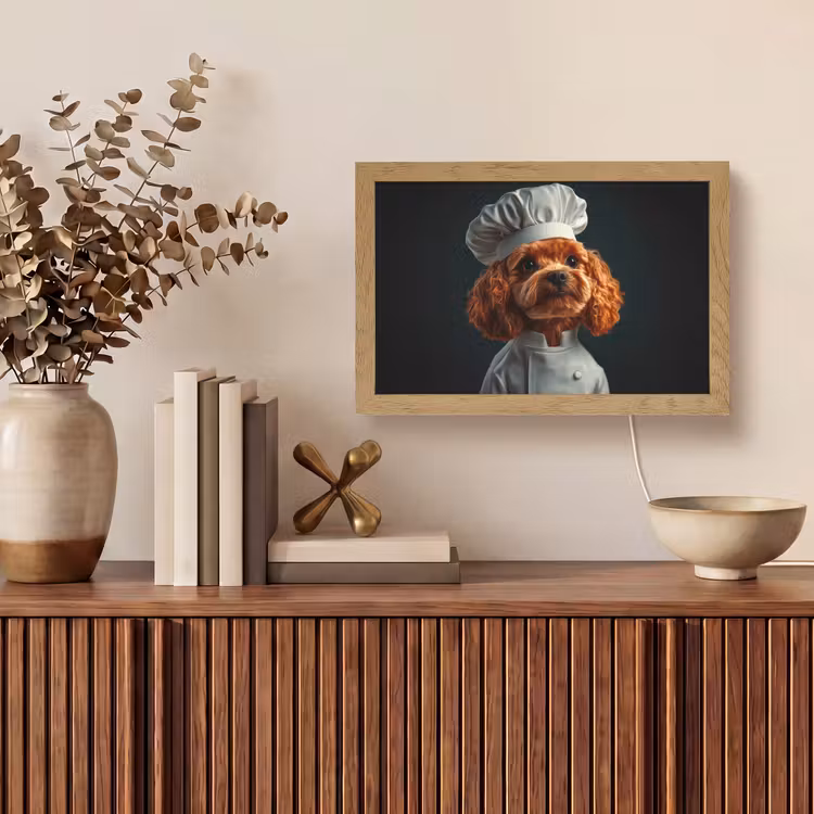 Bruin - Kok - Hondje Light Box met kabel (Tafellamp) klein -sfeer2