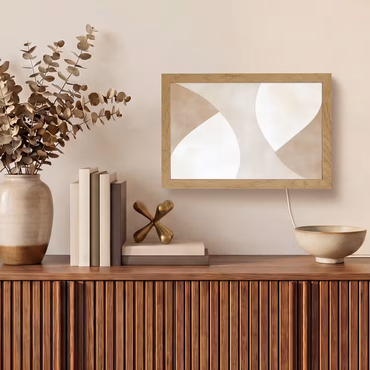 Bruin - Japandi - Abstract Light Box met kabel (Tafellamp) klein -sfeer2