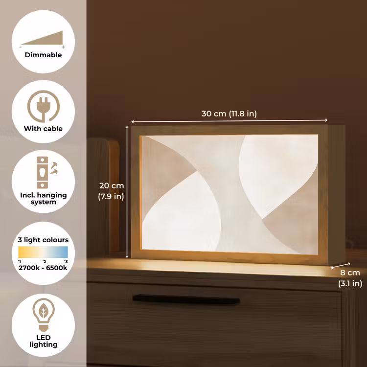 Bruin - Japandi - Abstract Light Box met kabel (Tafellamp) klein -USP_EN