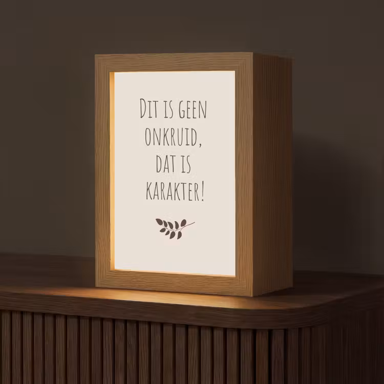Bruin - Minimalistisch - Quote - Zomer Light Box met kabel (Tafellamp) klein -z3d_website