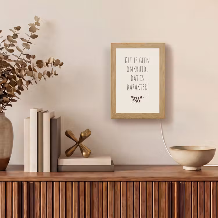 Bruin - Minimalistisch - Quote - Zomer Light Box met kabel (Tafellamp) klein -sfeer2