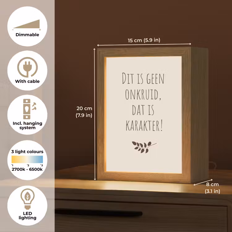 Bruin - Minimalistisch - Quote - Zomer Light Box met kabel (Tafellamp) klein -USP_EN
