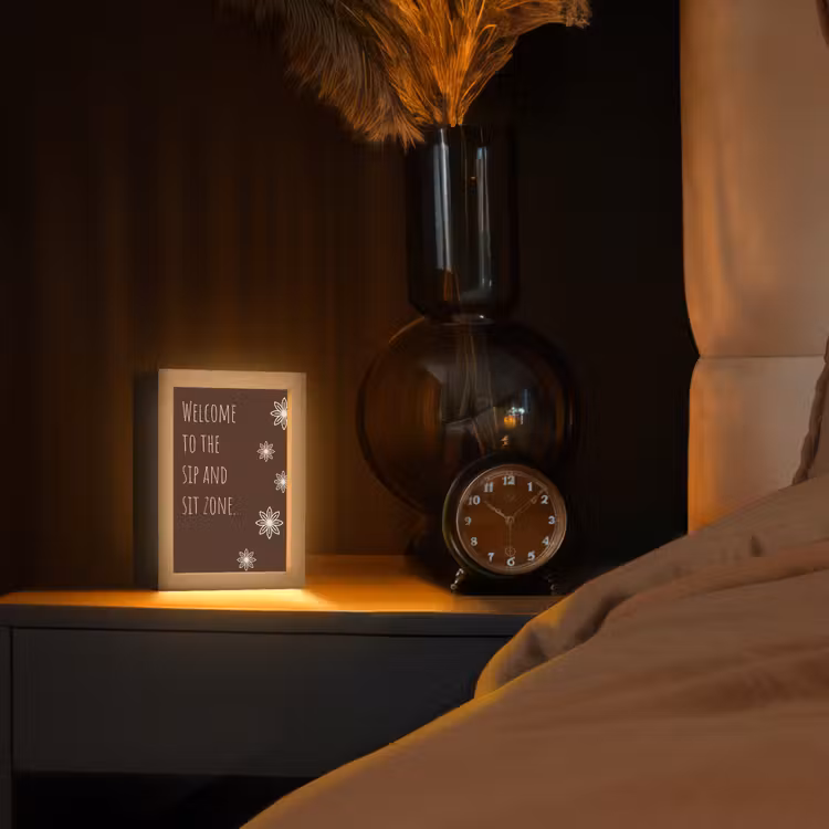 Bruin - Quote - Bloemen - Zomer Light Box met kabel (Tafellamp) klein -sfeer1
