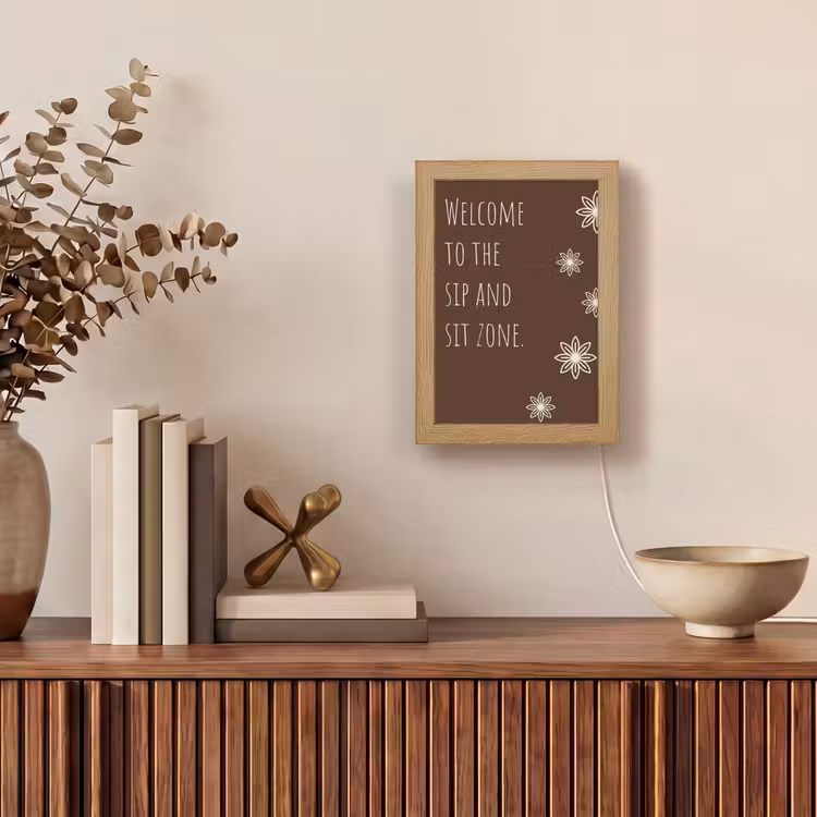 Bruin - Quote - Bloemen - Zomer Light Box met kabel (Tafellamp) klein -sfeer2