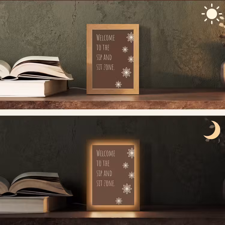 Bruin - Quote - Bloemen - Zomer Light Box met kabel (Tafellamp) klein -sfeer3