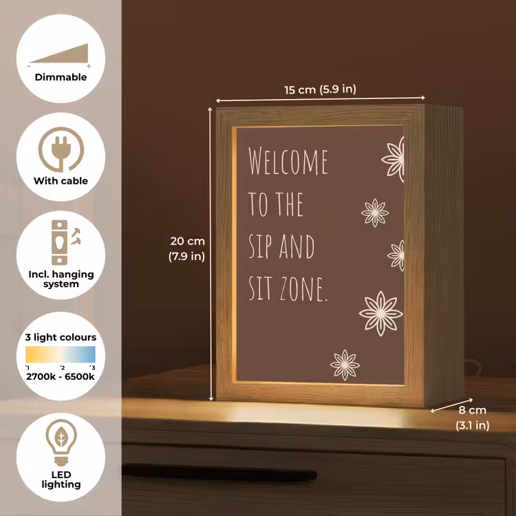 Bruin - Quote - Bloemen - Zomer Light Box met kabel (Tafellamp) klein -USP_EN