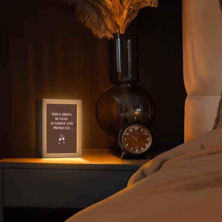 Bruin - Zomer - Quote - Drinken Light Box met kabel (Tafellamp) klein -sfeer1