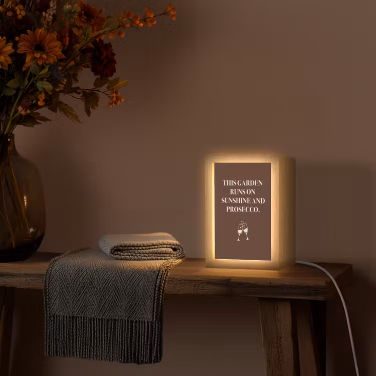Bruin - Zomer - Quote - Drinken Light Box met kabel (Tafellamp) klein -sfeer4