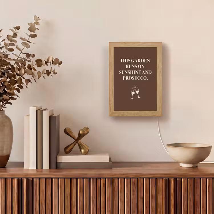 Bruin - Zomer - Quote - Drinken Light Box met kabel (Tafellamp) klein -sfeer2