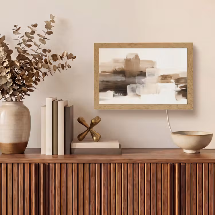 Penseelstreken - Abstract landschap - Rust Light Box met kabel (Tafellamp) klein -sfeer2