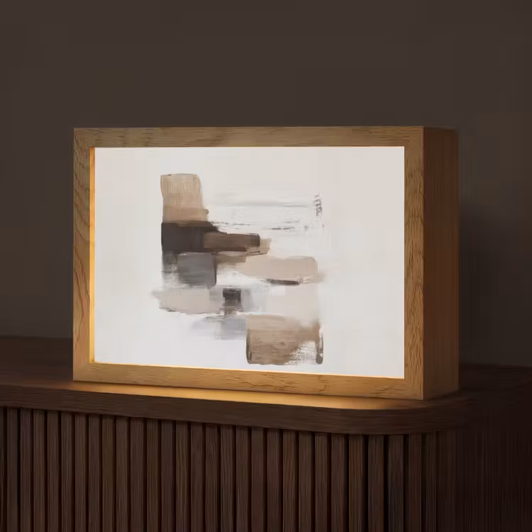 Penseelstreken - Balans - Beige - Bruin Light Box met kabel (Tafellamp) klein -z3d_website