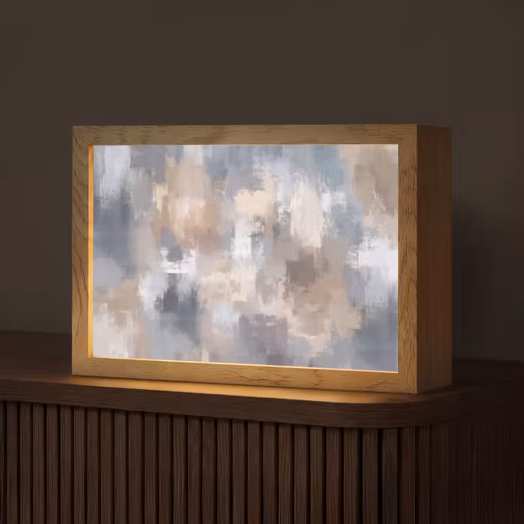Penseelstreken - Schilderij - Beige Light Box met kabel (Tafellamp) klein -z3d_website