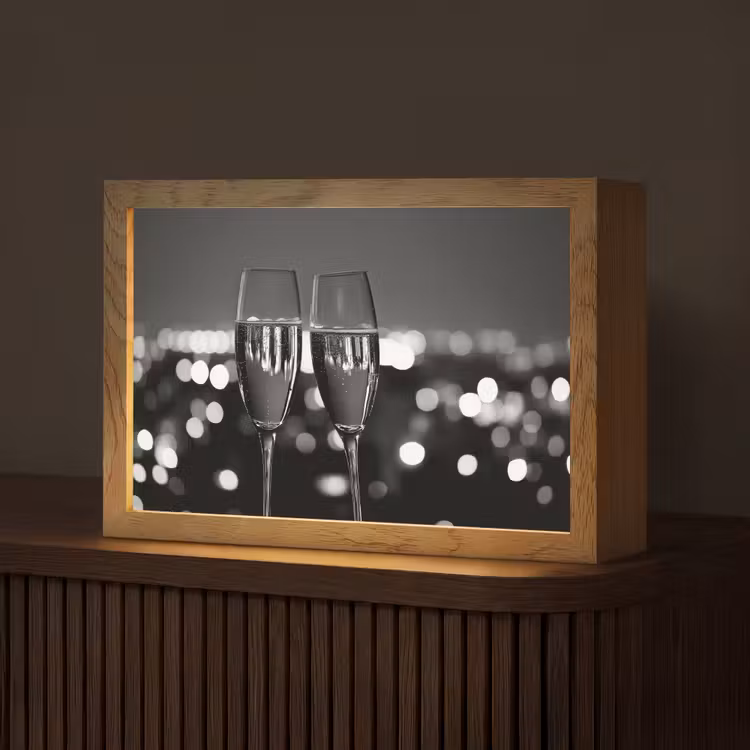 Bubbels - Proosten - Champagneglazen - Stadslichten Light Box met kabel (Tafellamp) klein -z3d_website