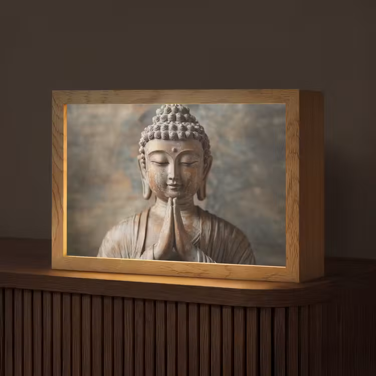 Boedha - Beeld - Bruin - Rust Light Box met kabel (Tafellamp) klein -z3d_website