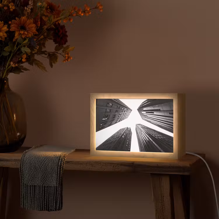 Gebouwen - Lucht - Zwart Light Box met kabel (Tafellamp) klein -sfeer4