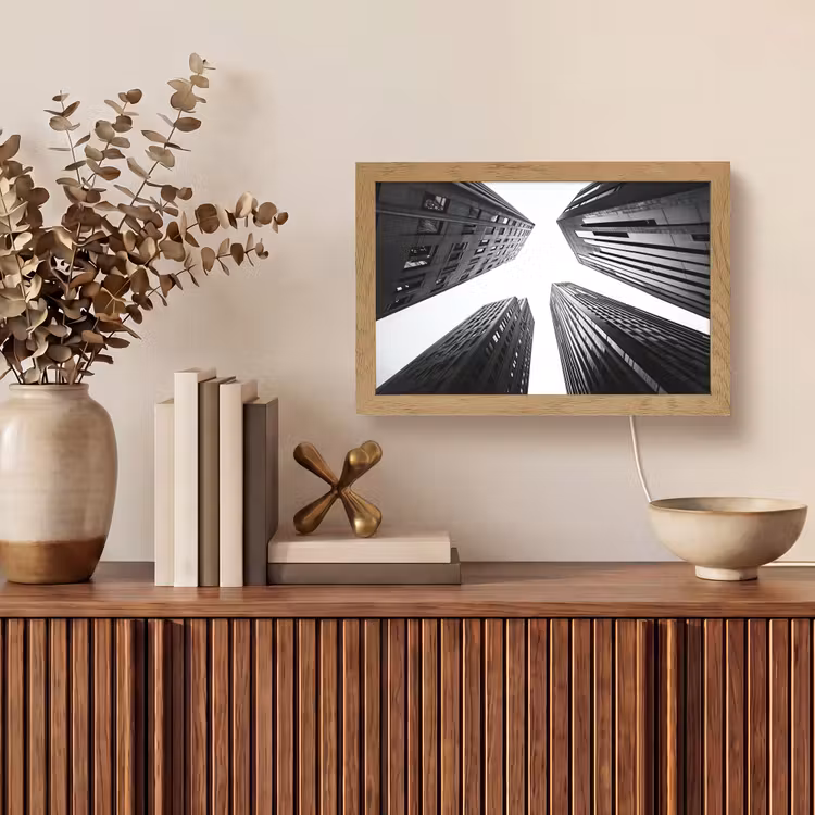 Gebouwen - Lucht - Zwart Light Box met kabel (Tafellamp) klein -sfeer2