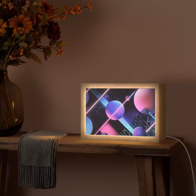 Bollen - Neon - Lijnen - Roze Light Box met kabel (Tafellamp) klein -sfeer4