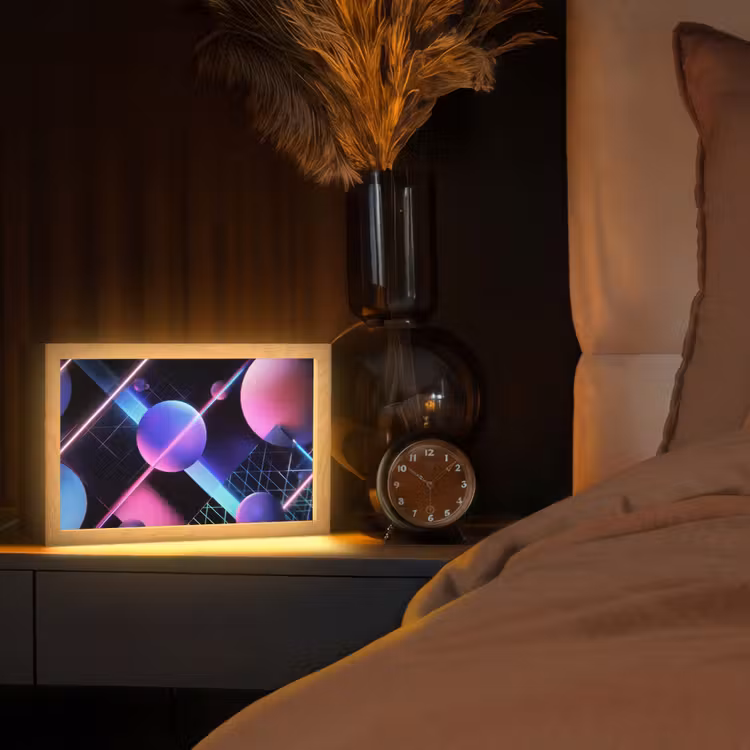 Bollen - Neon - Lijnen - Roze Light Box met kabel (Tafellamp) klein -sfeer1