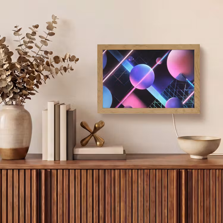 Bollen - Neon - Lijnen - Roze Light Box met kabel (Tafellamp) klein -sfeer2