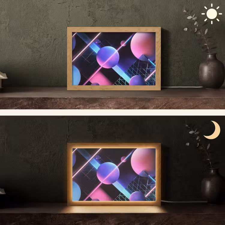 Bollen - Neon - Lijnen - Roze Light Box met kabel (Tafellamp) klein -sfeer3