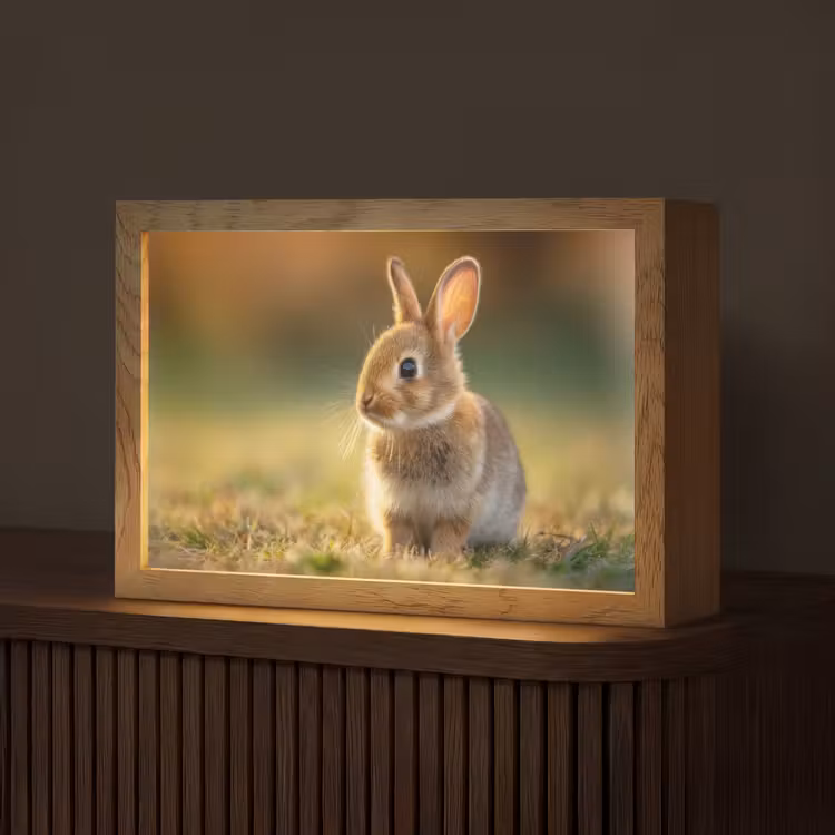 Konijntje - Bruin - Gras Light Box met kabel (Tafellamp) klein -z3d_website