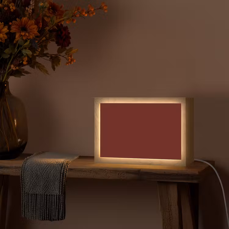 Burnt - Mahogany - Rood Light Box met kabel (Tafellamp) klein 924 -sfeer4