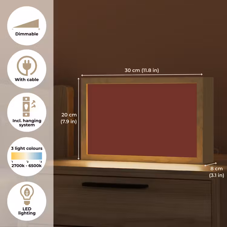 Burnt - Mahogany - Rood Light Box met kabel (Tafellamp) klein 924 -USP_EN