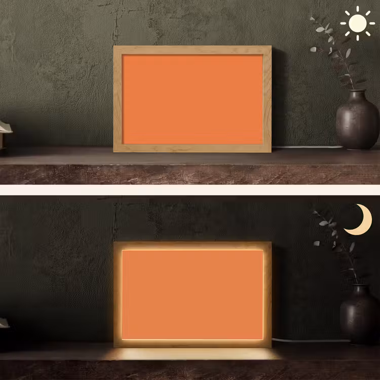 Burnt - Sienna - Oranje Light Box met kabel (Tafellamp) klein 924 -sfeer3