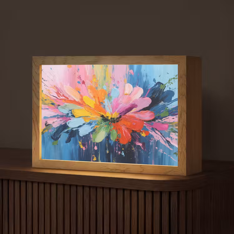 Kleuruitbarsting - Expressieve sfeer - Bloem Light Box met kabel (Tafellamp) klein -z3d_website