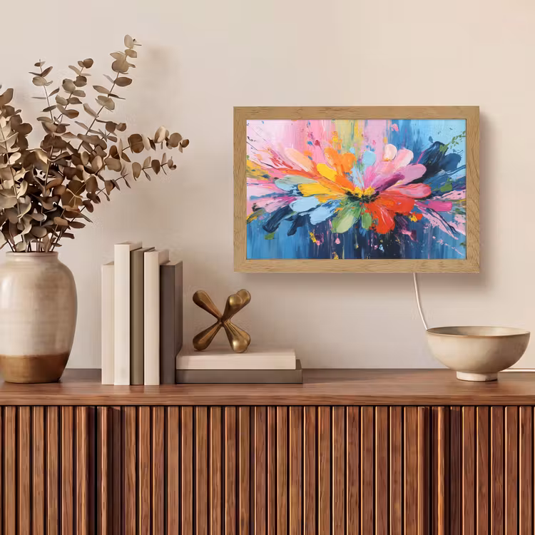 Kleuruitbarsting - Expressieve sfeer - Bloem Light Box met kabel (Tafellamp) klein -sfeer2