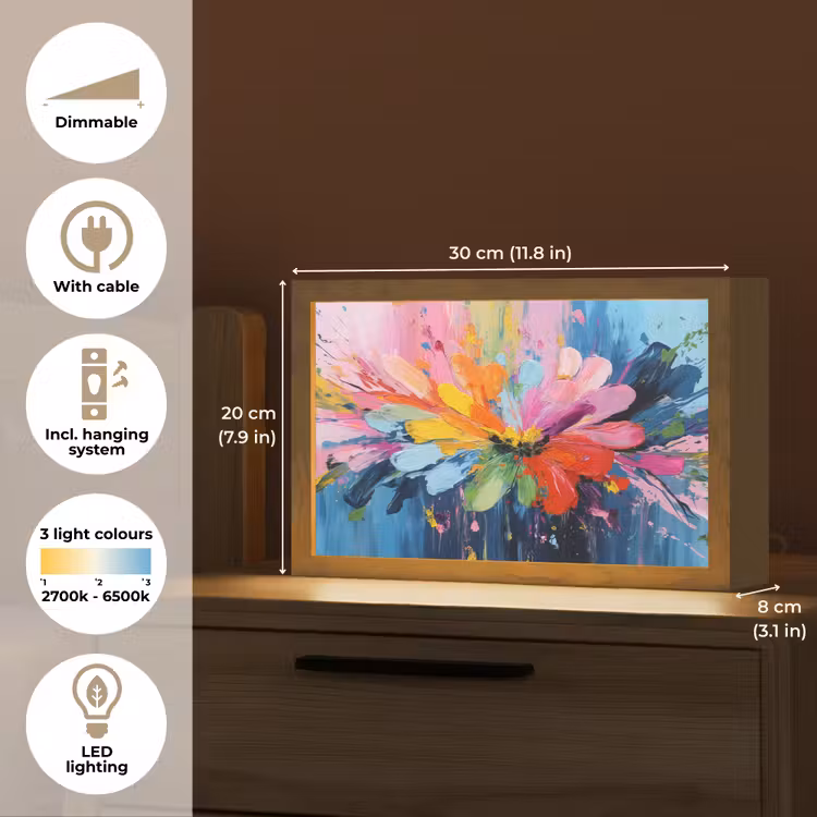 Kleuruitbarsting - Expressieve sfeer - Bloem Light Box met kabel (Tafellamp) klein -USP_EN