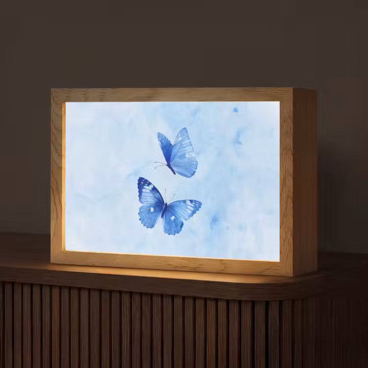 Vlinders - Sierlijk - Blauw Light Box met kabel (Tafellamp) klein -z3d_website