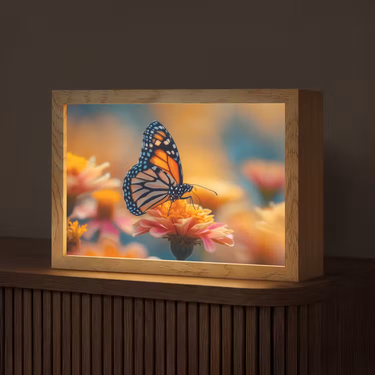 Vlinder - Dieren - Kleurrijk - Natuur - Bloemen Light Box met kabel (Tafellamp) klein -z3d_website