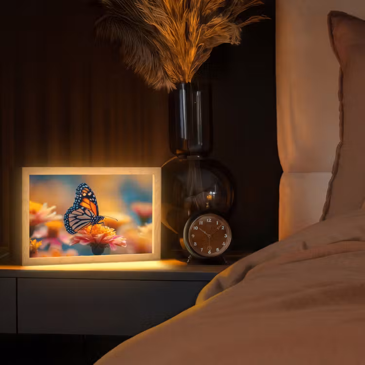 Vlinder - Dieren - Kleurrijk - Natuur - Bloemen Light Box met kabel (Tafellamp) klein -sfeer1