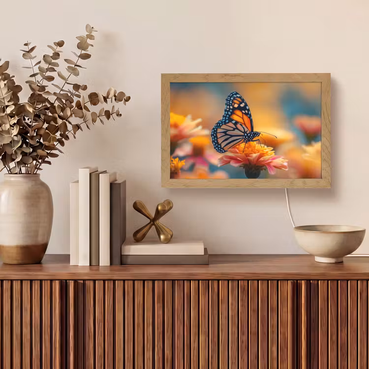 Vlinder - Dieren - Kleurrijk - Natuur - Bloemen Light Box met kabel (Tafellamp) klein -sfeer2
