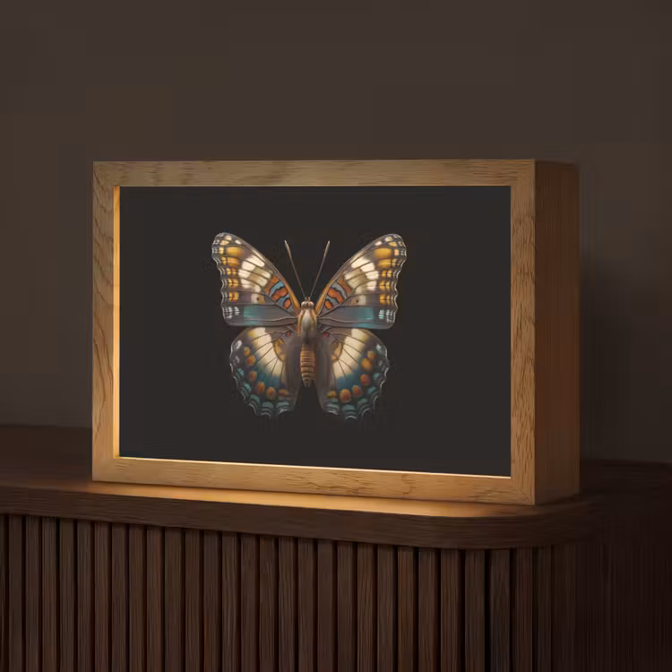 Vlinder - Kleurrijk - mozaïekachtig Light Box met kabel (Tafellamp) klein -z3d_website