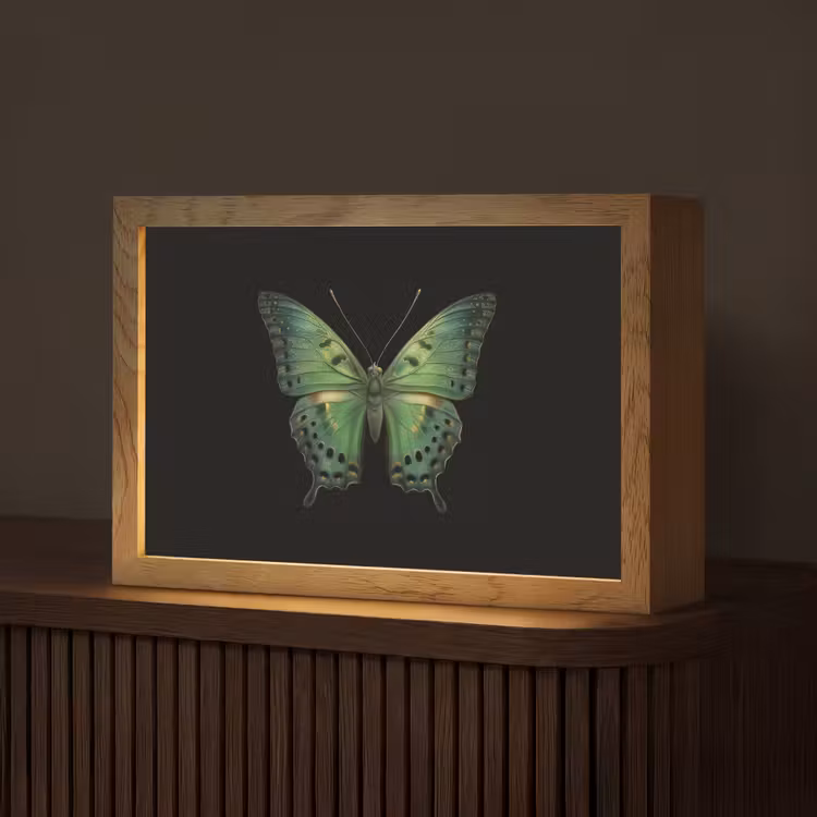 Vlinder - Groen - Diepte Light Box met kabel (Tafellamp) klein -z3d_website