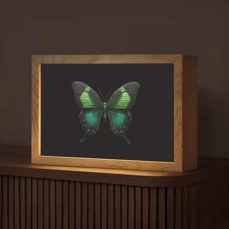 Vlinder - Groen - Opvallend Light Box met kabel (Tafellamp) klein -z3d_website