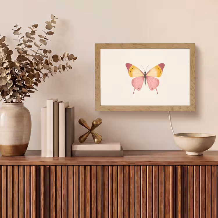 Vlinder - Illustratie - Roze Light Box met kabel (Tafellamp) klein -sfeer2