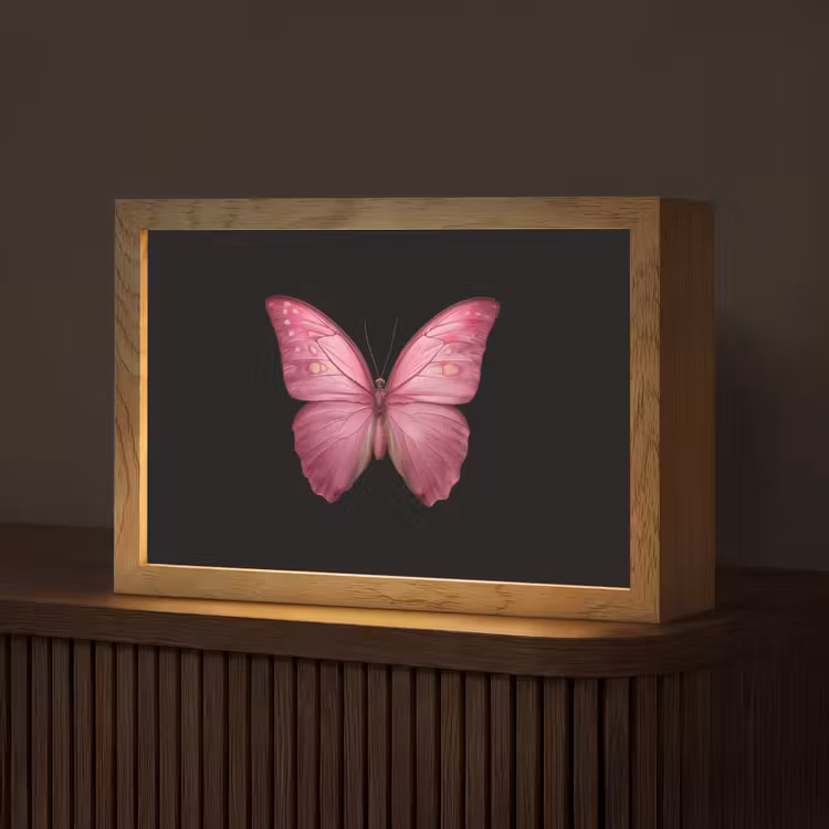 Vlinder - roze - Elegant Light Box met kabel (Tafellamp) klein -z3d_website